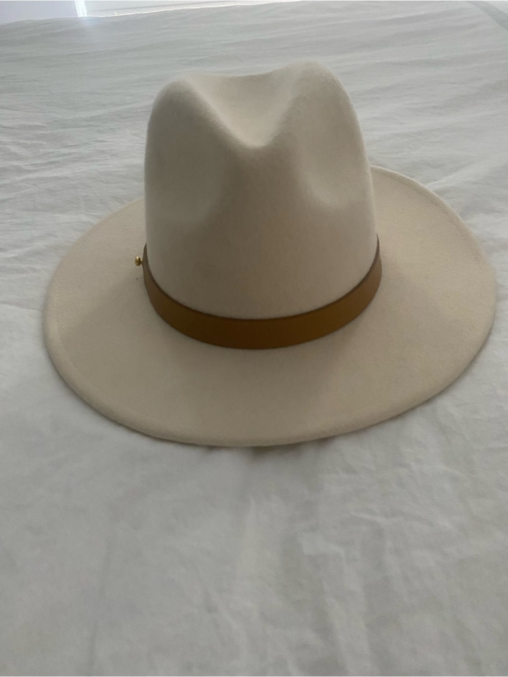 Lack Of Color Cream Wool Fedora with Tan Band